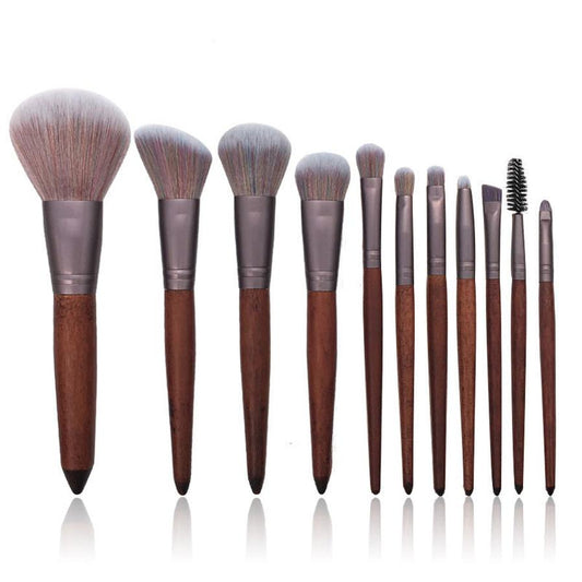 JMT-093066 Portable Man-Made Fiber Hair Makeup Brush with Wooden Handle - 18cm Length