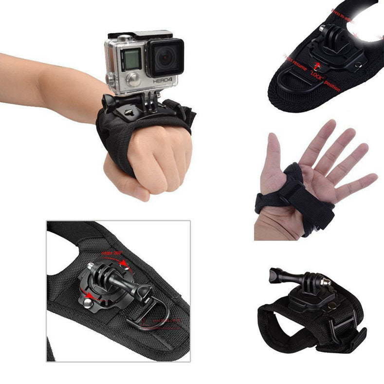 JMT-093322 360-Degree Rotating Palm Wrist Strap for Action Cameras - Comfortable and Versatile Mount for Cycling, Snowboarding, and Surfing