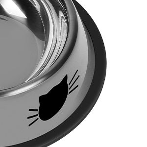 JMT-093770 Non-Slip Stainless Steel Cat Food Bowls with Removable Rubber Base for Small Cats