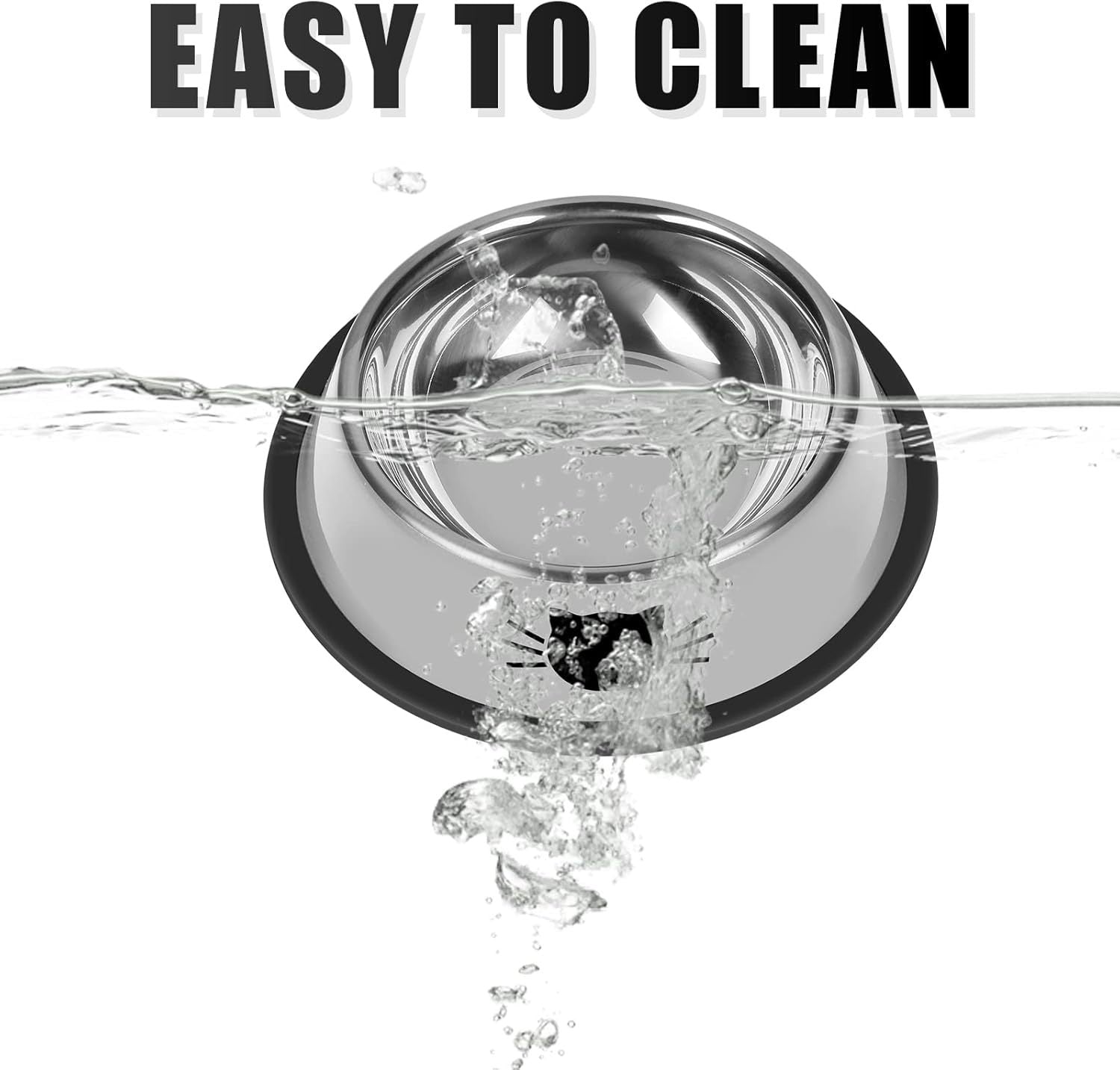 JMT-093770 Non-Slip Stainless Steel Cat Food Bowls with Removable Rubber Base for Small Cats