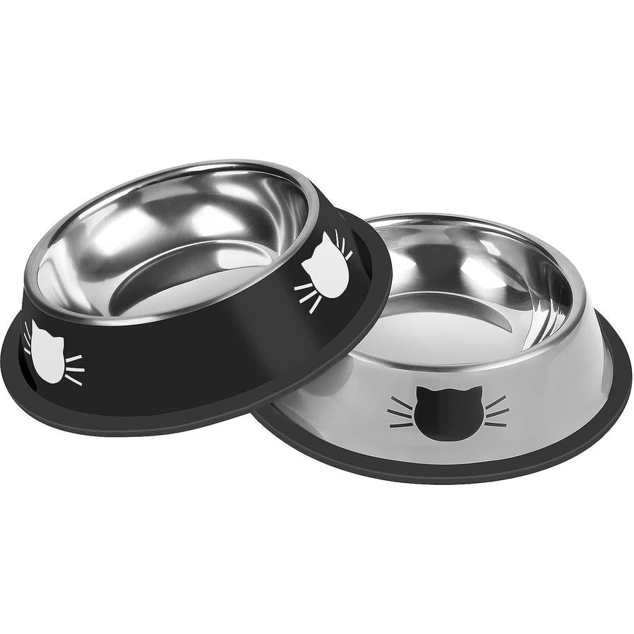 JMT-093770 Non-Slip Stainless Steel Cat Food Bowls with Removable Rubber Base for Small Cats