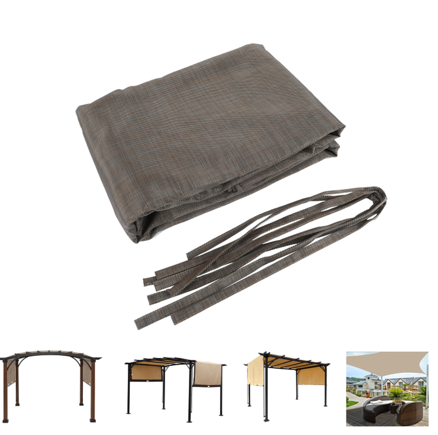 JMT-093834 Outdoor HDPE Sun Shade Canopy Cover with Grommets - 13' x 7.7', Brown