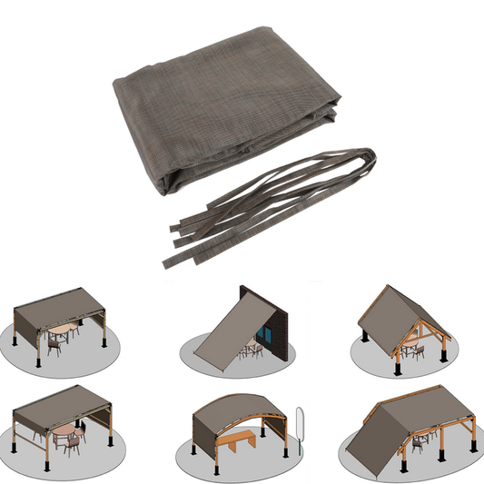 JMT-093834 Outdoor HDPE Sun Shade Canopy Cover with Grommets - 13' x 7.7', Brown