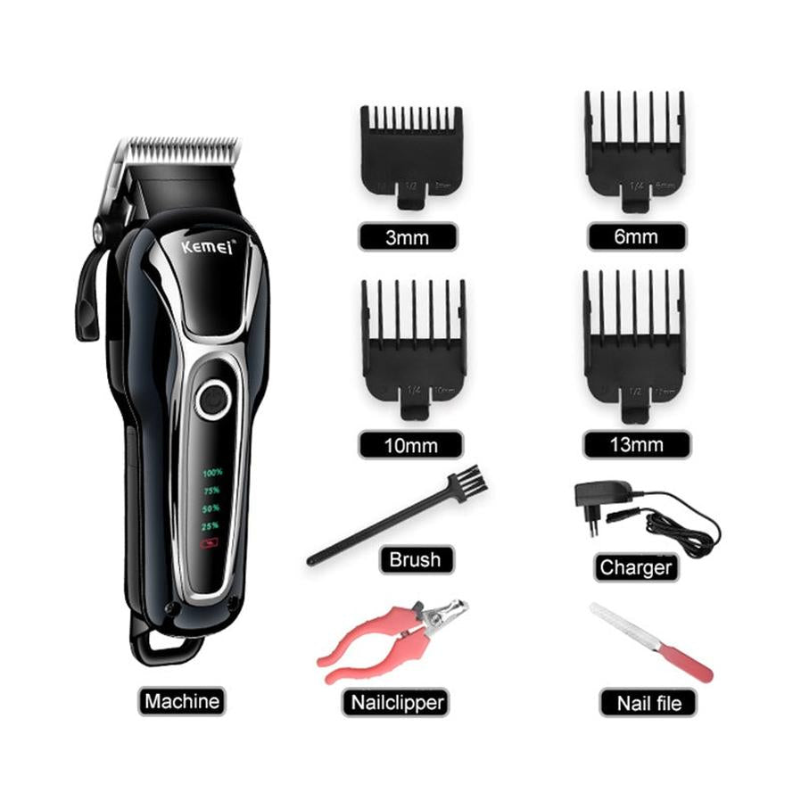 JMT-094026 Rechargeable LCD Electric Hair Clipper for Pets and Humans with Dual-Use Technology and Accessories