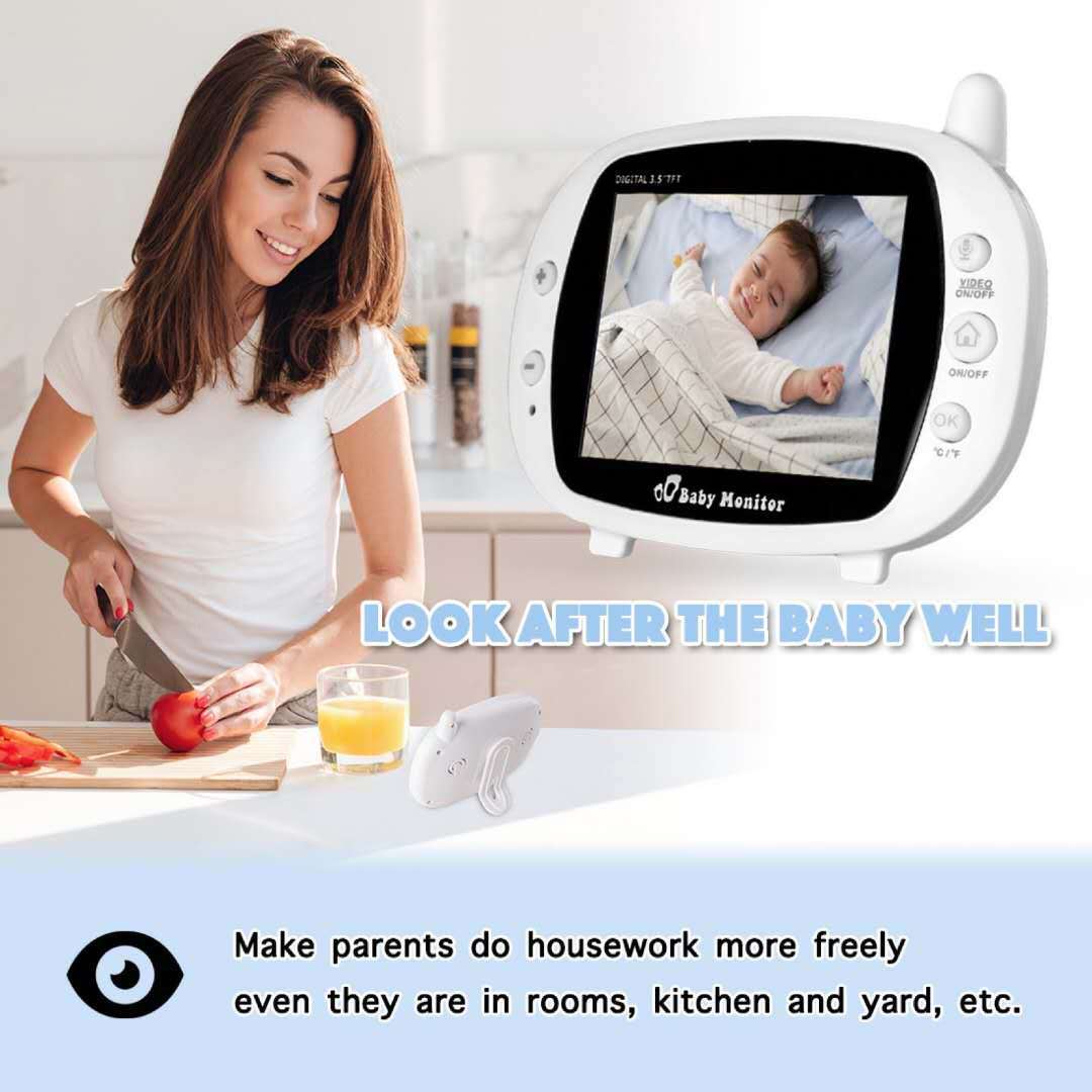 JMT-094474 3.5 Inch Baby Care Night Vision Monitor with Two-Way Intercom and Temperature Display