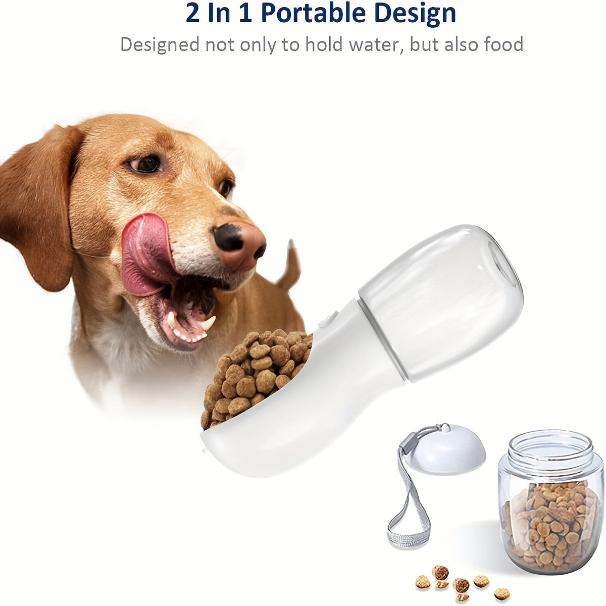 JMT-094922 2-in-1 Portable Dog Water Bottle with Food Container – Leak-Proof Pet Dispenser for Travel, Hiking, and Outdoor Adventures