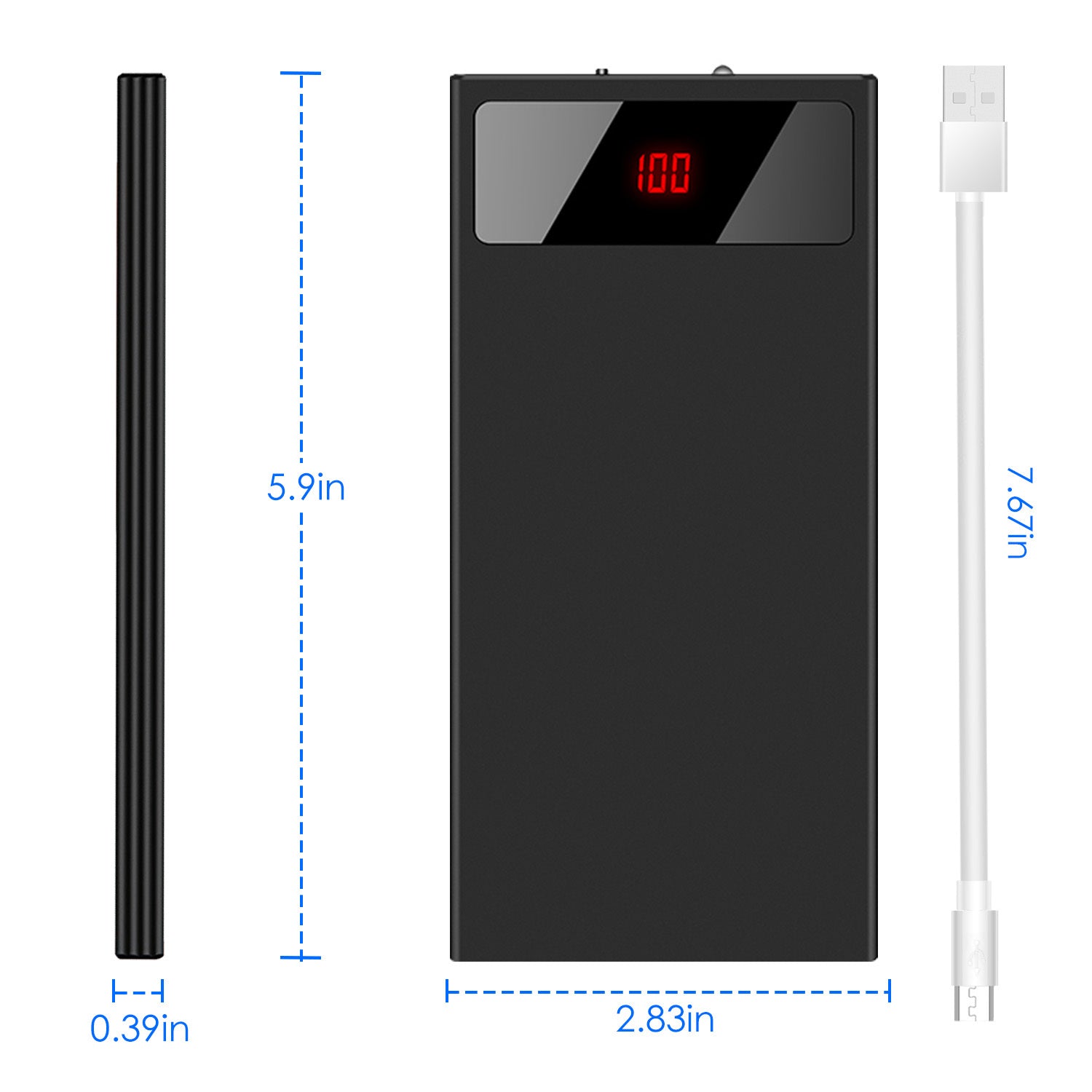 JMT-095114 20000mAh Ultra-Thin Power Bank with Dual USB Ports, Smart Display, and Flashlight