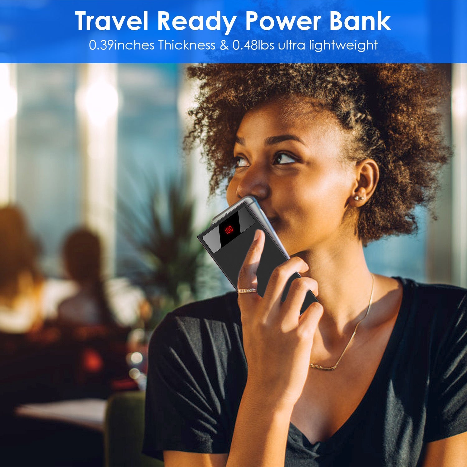 JMT-095114 20000mAh Ultra-Thin Power Bank with Dual USB Ports, Smart Display, and Flashlight