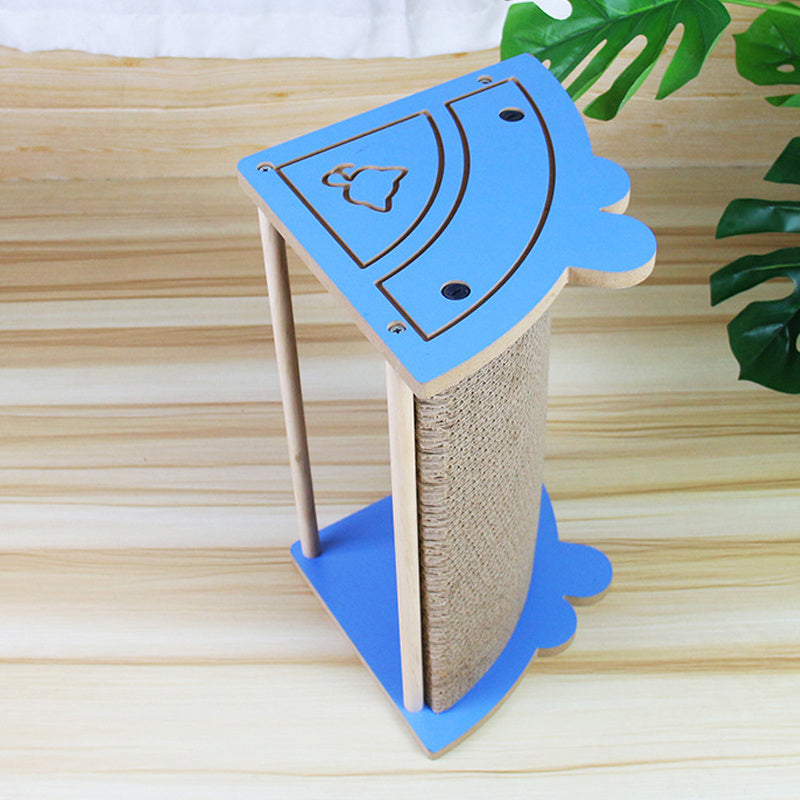 JMT-095242 Cat Corner Scratcher with Replaceable Pads and Hanging Ball - Durable Cardboard Vertical Kitty Scratching Board for Indoor Use