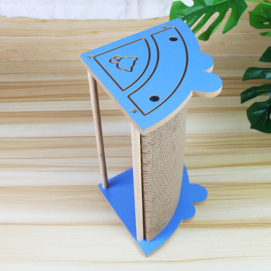 JMT-095242 Cat Corner Scratcher with Replaceable Pads and Hanging Ball - Durable Cardboard Vertical Kitty Scratching Board for Indoor Use