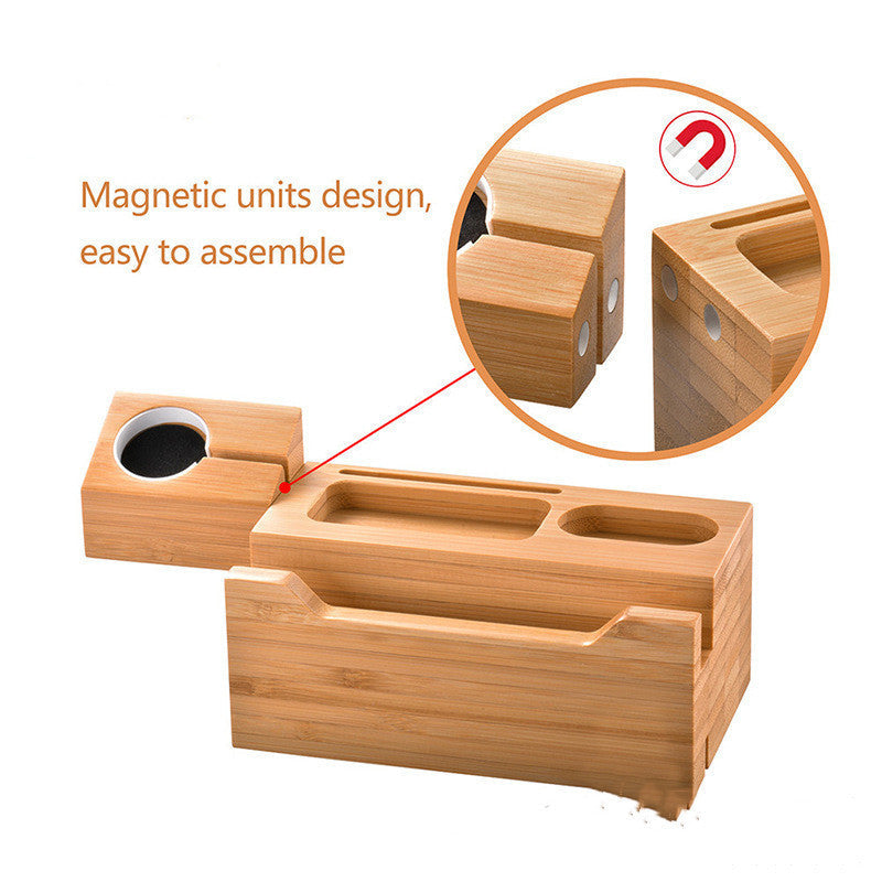 JMT-095434 Bamboo Multi-Device Charging Dock for iPhone, Apple Watch, AirPods, and More