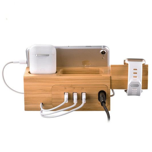 JMT-095434 Bamboo Multi-Device Charging Dock for iPhone, Apple Watch, AirPods, and More