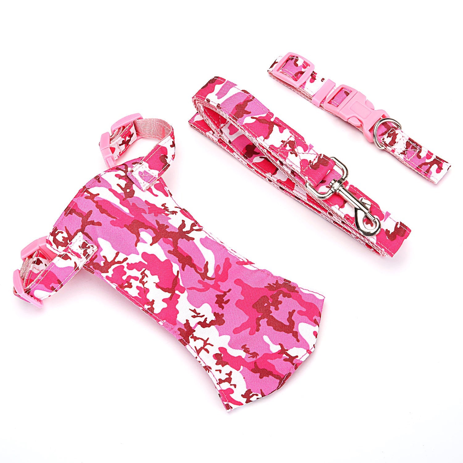 JMT-095434 Customizable British Style Dog Harness & Traction Rope Set with Canvas and Mesh Construction