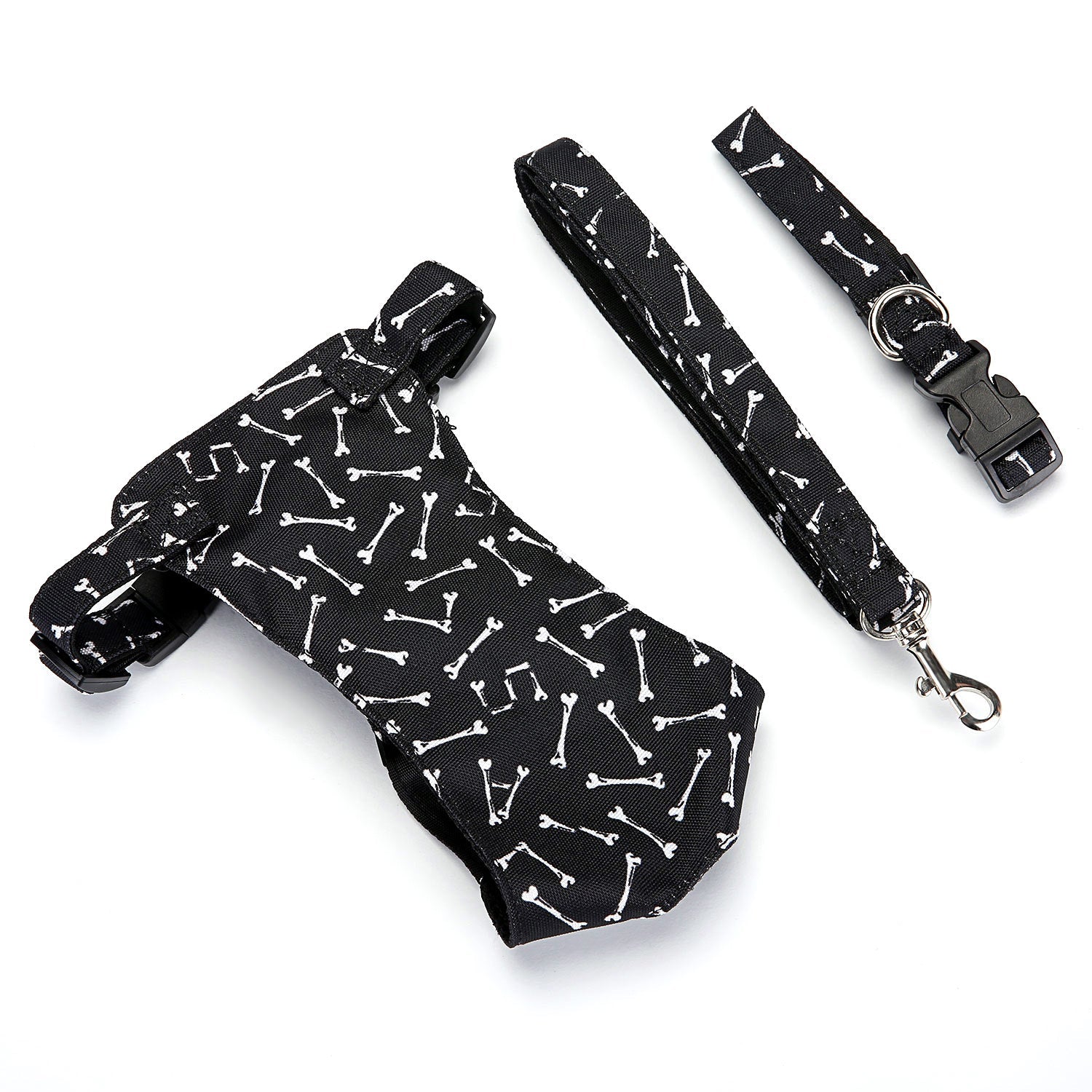 JMT-095434 Customizable British Style Dog Harness & Traction Rope Set with Canvas and Mesh Construction