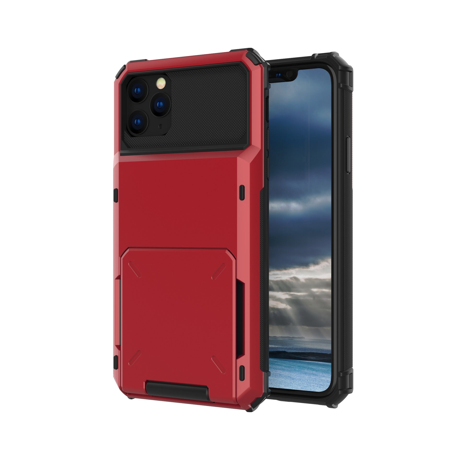 JMT-095626 Two-in-One Flip Card Phone Case for iPhone and Samsung Devices with Drop Protection