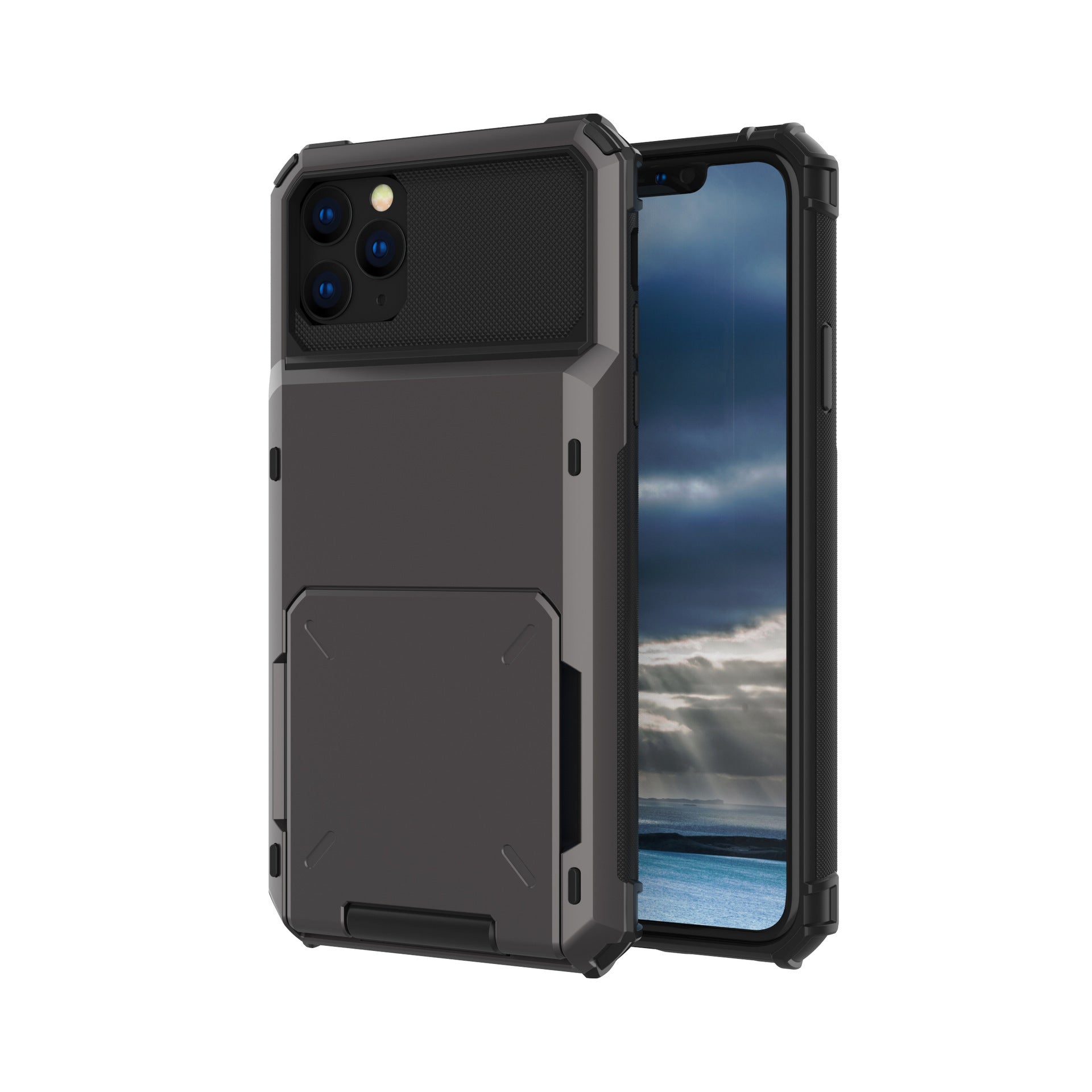 JMT-095626 Two-in-One Flip Card Phone Case for iPhone and Samsung Devices with Drop Protection