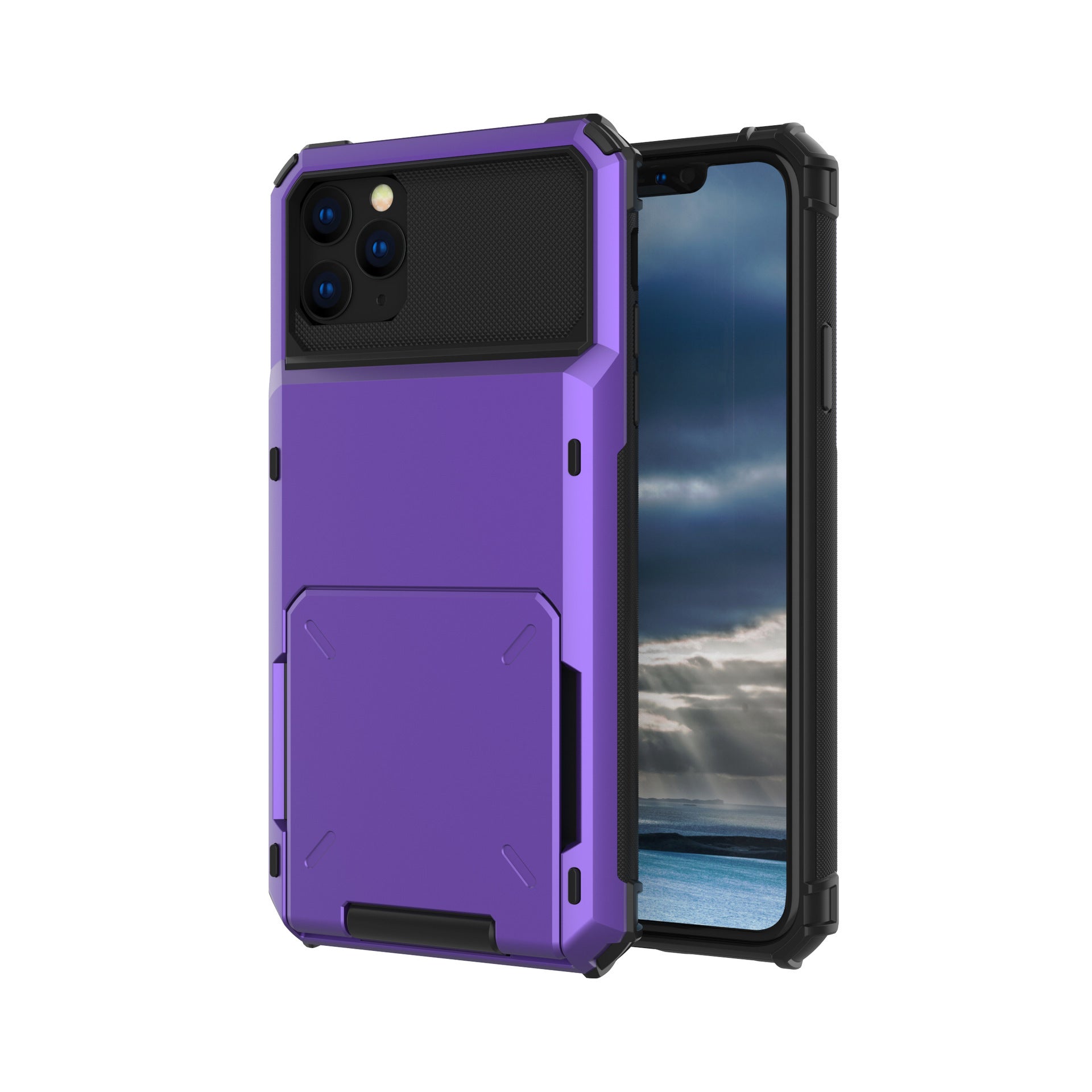 JMT-095626 Two-in-One Flip Card Phone Case for iPhone and Samsung Devices with Drop Protection