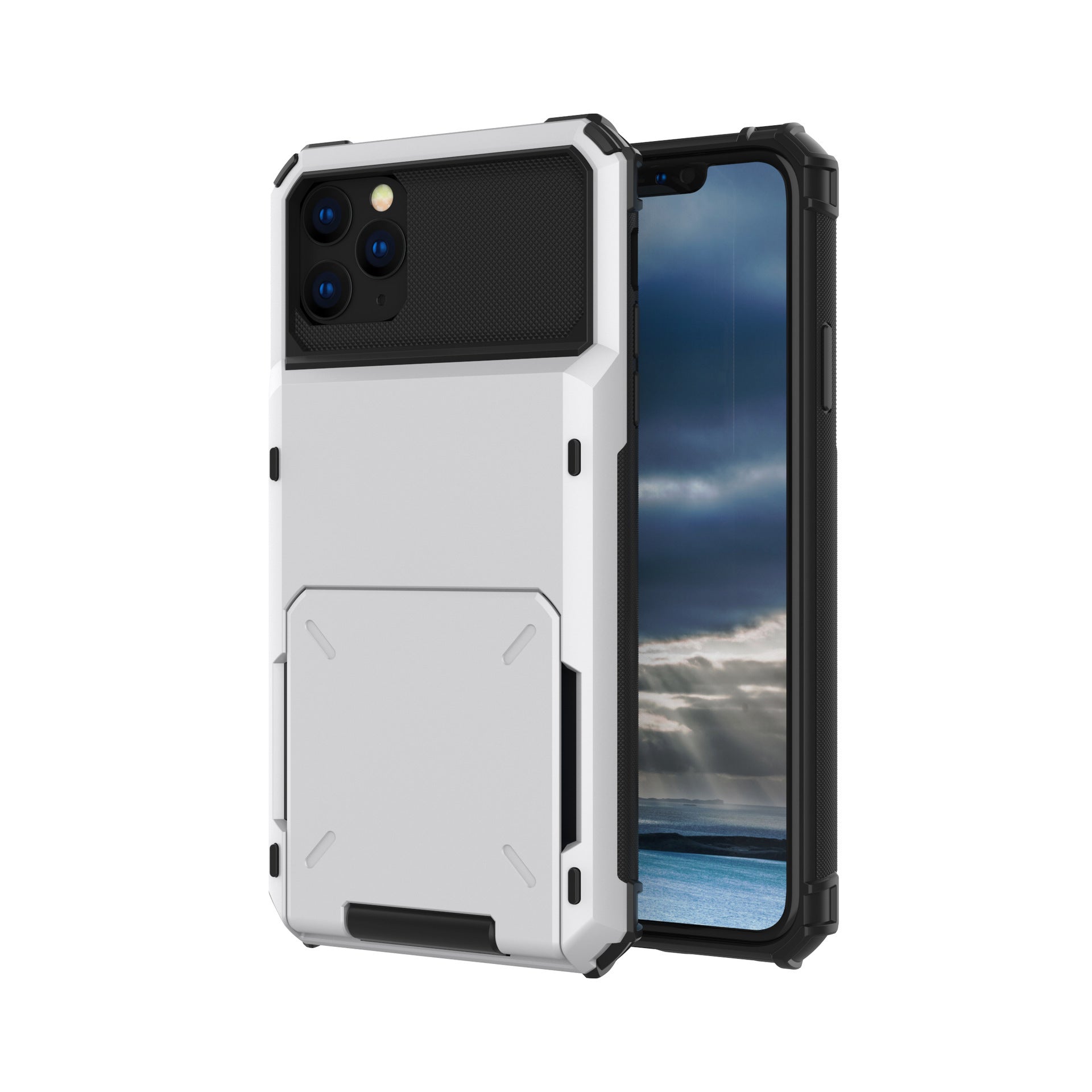 JMT-095626 Two-in-One Flip Card Phone Case for iPhone and Samsung Devices with Drop Protection