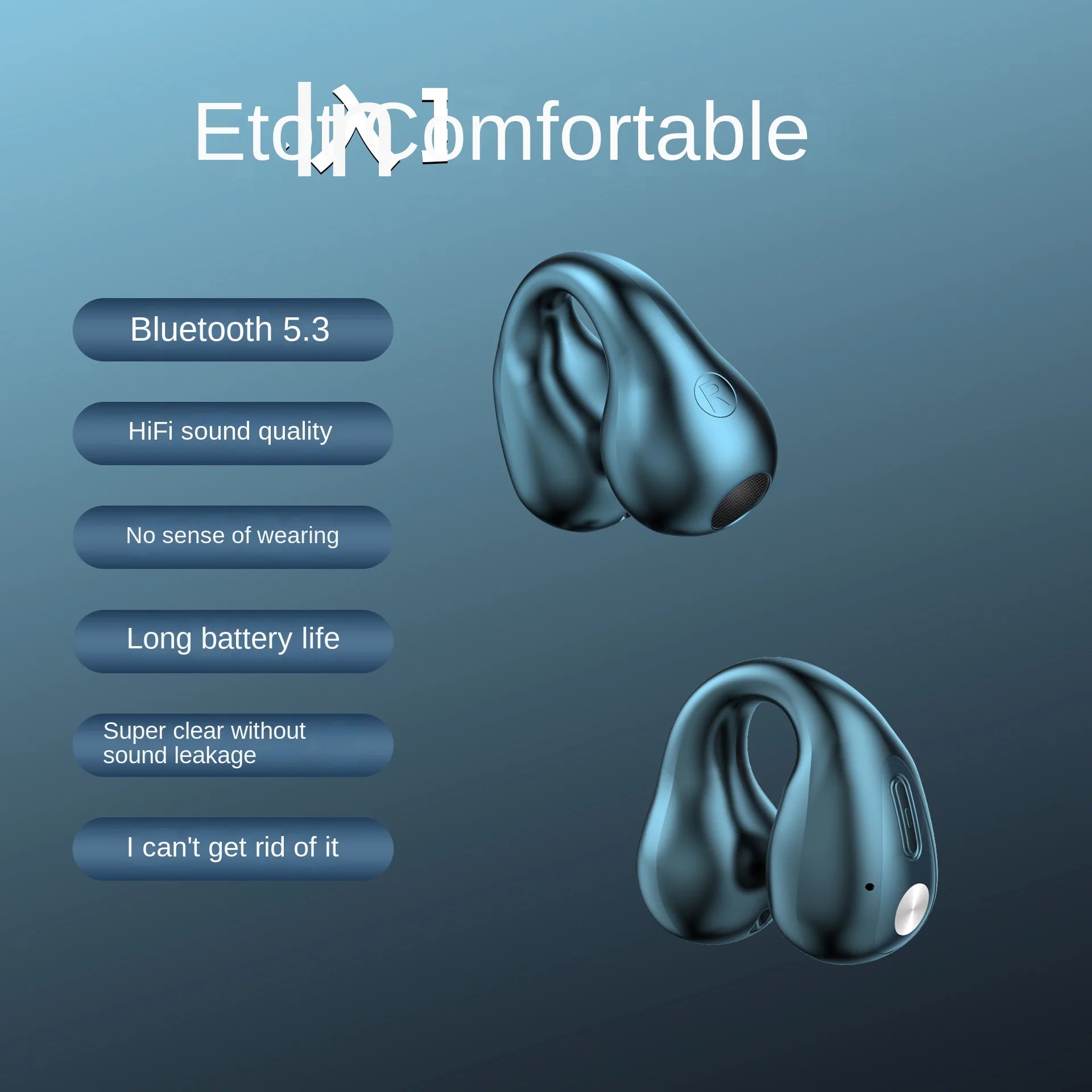 JMT-096266 AI Translation Bluetooth Headset with Long Battery Life and LED Display for Enhanced Air Conduction