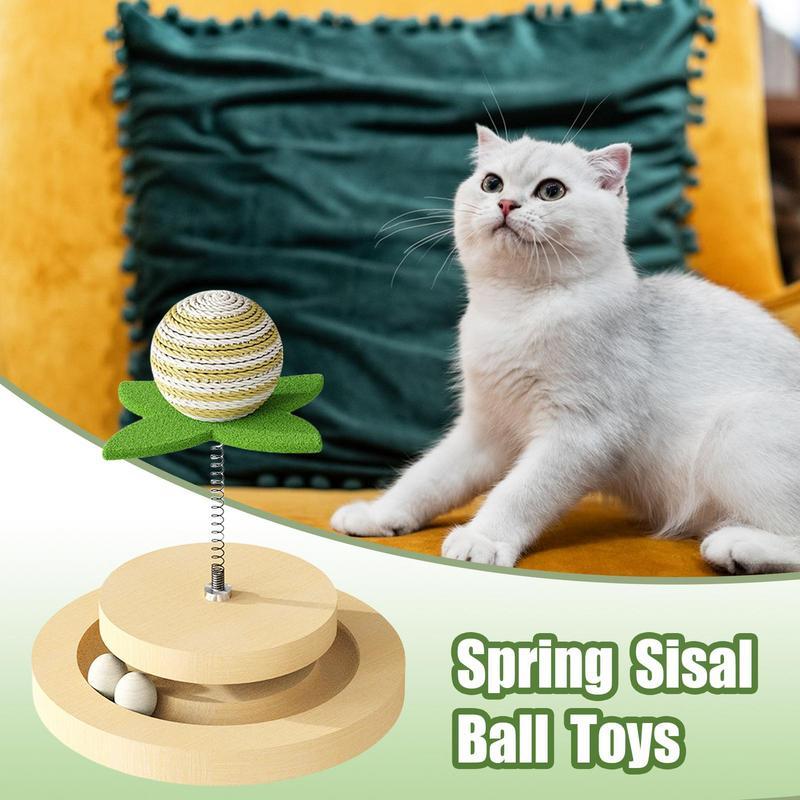JMT-096394 Interactive Sisal Cat Toy with Ball Track and 360-Degree Movement for Indoor Play