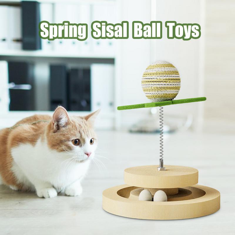 JMT-096394 Interactive Sisal Cat Toy with Ball Track and 360-Degree Movement for Indoor Play