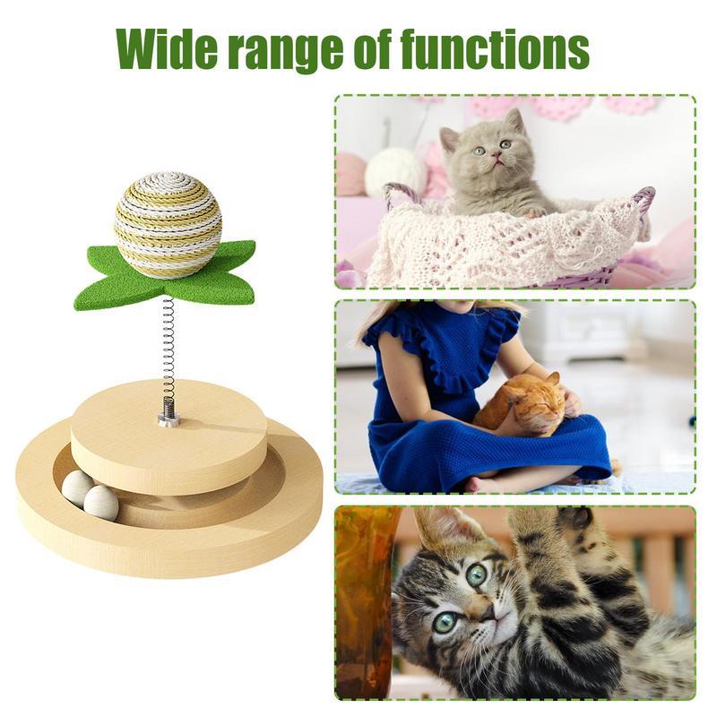 JMT-096394 Interactive Sisal Cat Toy with Ball Track and 360-Degree Movement for Indoor Play