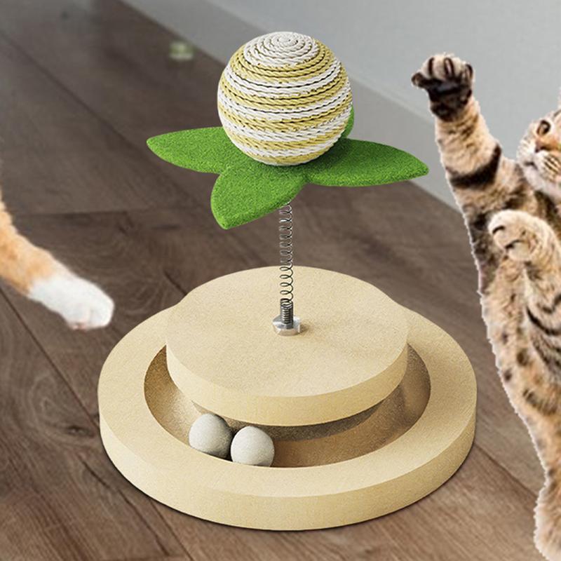 JMT-096394 Interactive Sisal Cat Toy with Ball Track and 360-Degree Movement for Indoor Play