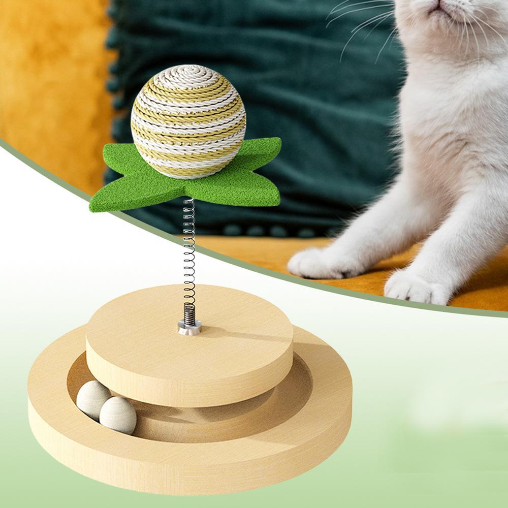 JMT-096394 Interactive Sisal Cat Toy with Ball Track and 360-Degree Movement for Indoor Play
