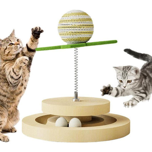 JMT-096394 Interactive Sisal Cat Toy with Ball Track and 360-Degree Movement for Indoor Play