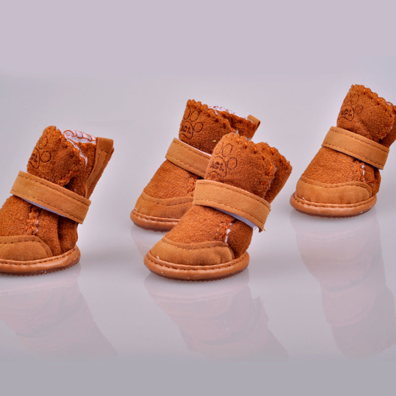 JMT-096714 Warm Snow Boots for Small Dogs - Cozy Cotton and Rubber Sole Shoes for Bichon Puppies