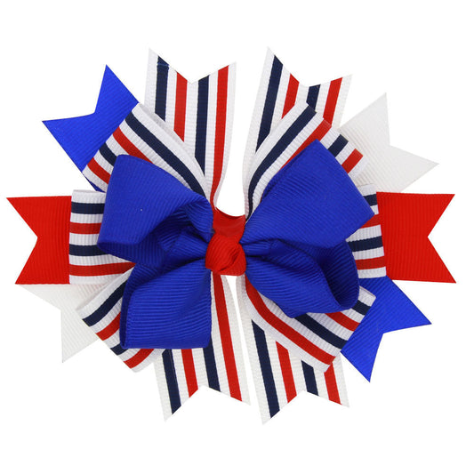 JMT-096778 Colorblock Bow Hair Clips for Kids - Stylish Fabric Hair Accessories, Multiple Sizes