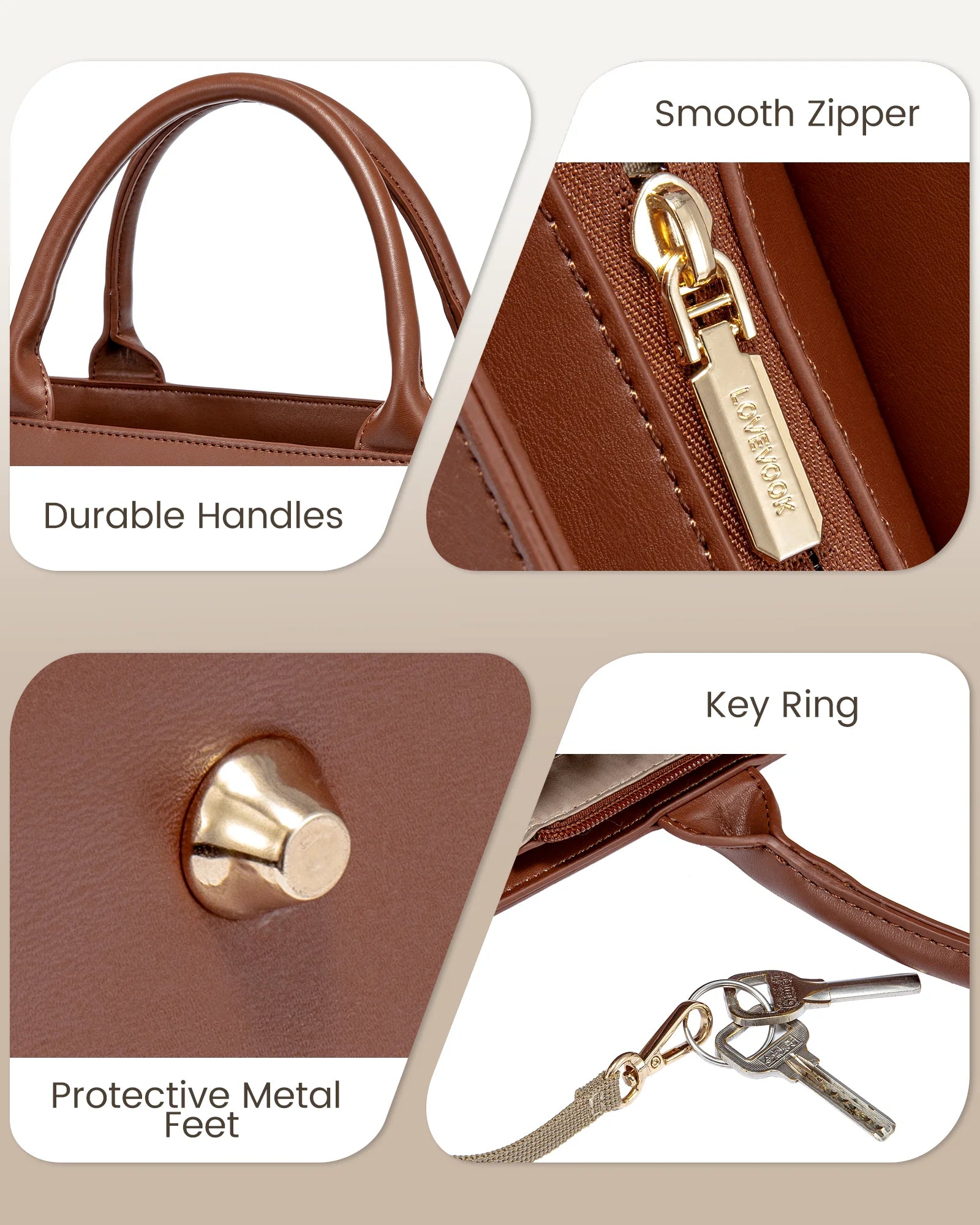 JMT-096970 15.6 Inch Canvas Laptop Tote Bag with Clutch Purse for Teachers and Professionals