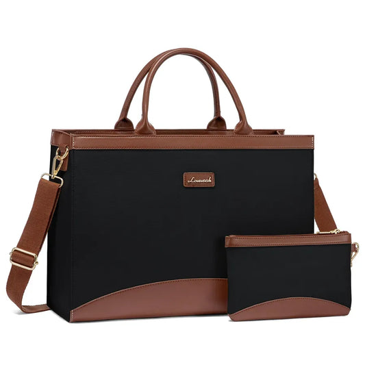 JMT-096970 15.6 Inch Canvas Laptop Tote Bag with Clutch Purse for Teachers and Professionals