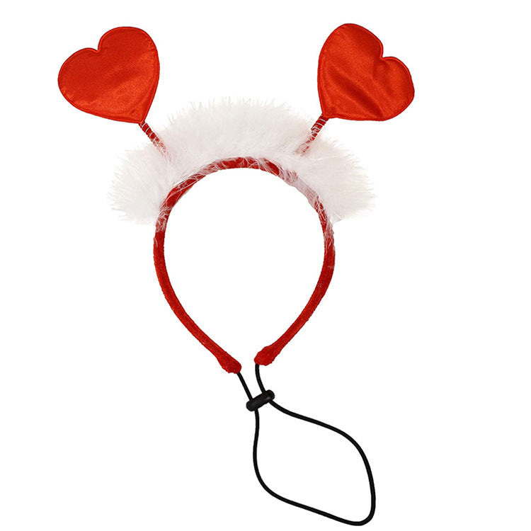 JMT-097866 Valentine's Day Pet Hairband and Scarf Set for Dogs - Stylish Holiday Accessories