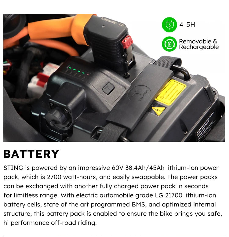 JMT-097994 60V 8000W Long Range Electric Dirt Bike for Adults - Off Road Use , Top Speed 27.9 mph