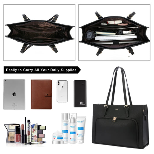 JMT-098122 Fashionable Waterproof Leather Laptop Tote Bag with USB Port for Business and School Use
