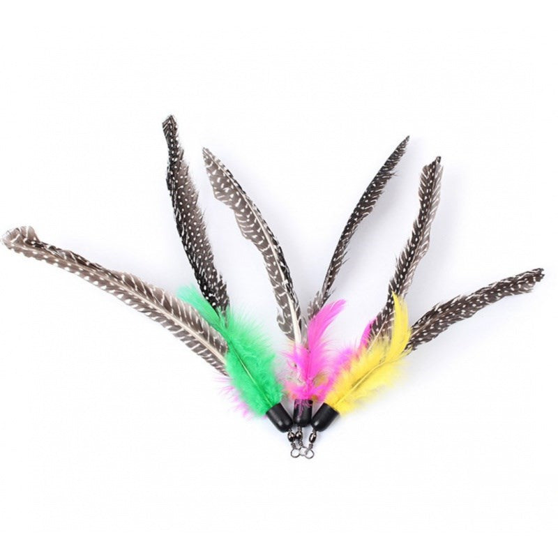 JMT-098378 Three-Section Telescopic Cat Fishing Pole with Plush Caterpillar and Feather Toy Heads