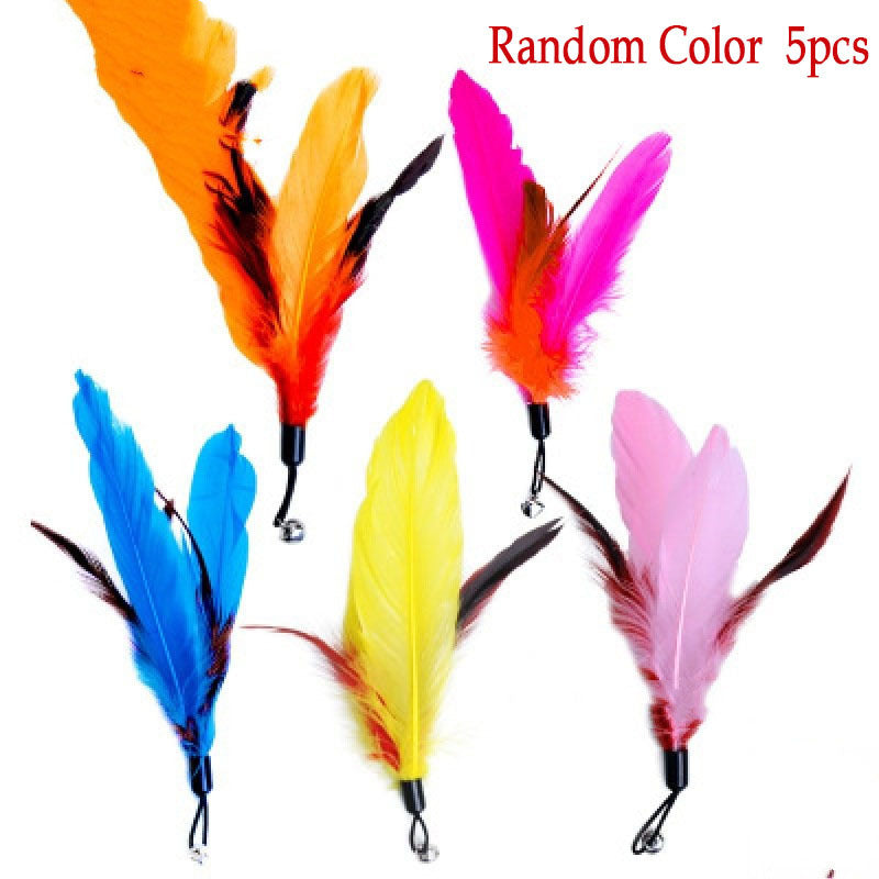 JMT-098378 Three-Section Telescopic Cat Fishing Pole with Plush Caterpillar and Feather Toy Heads