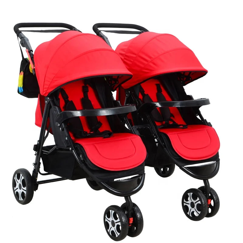 JMT-098506 Twin Baby Stroller with Adjustable Sun Canopy and Removable Cotton Cushion