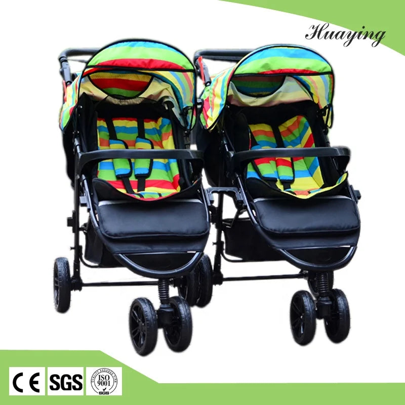 JMT-098506 Twin Baby Stroller with Adjustable Sun Canopy and Removable Cotton Cushion