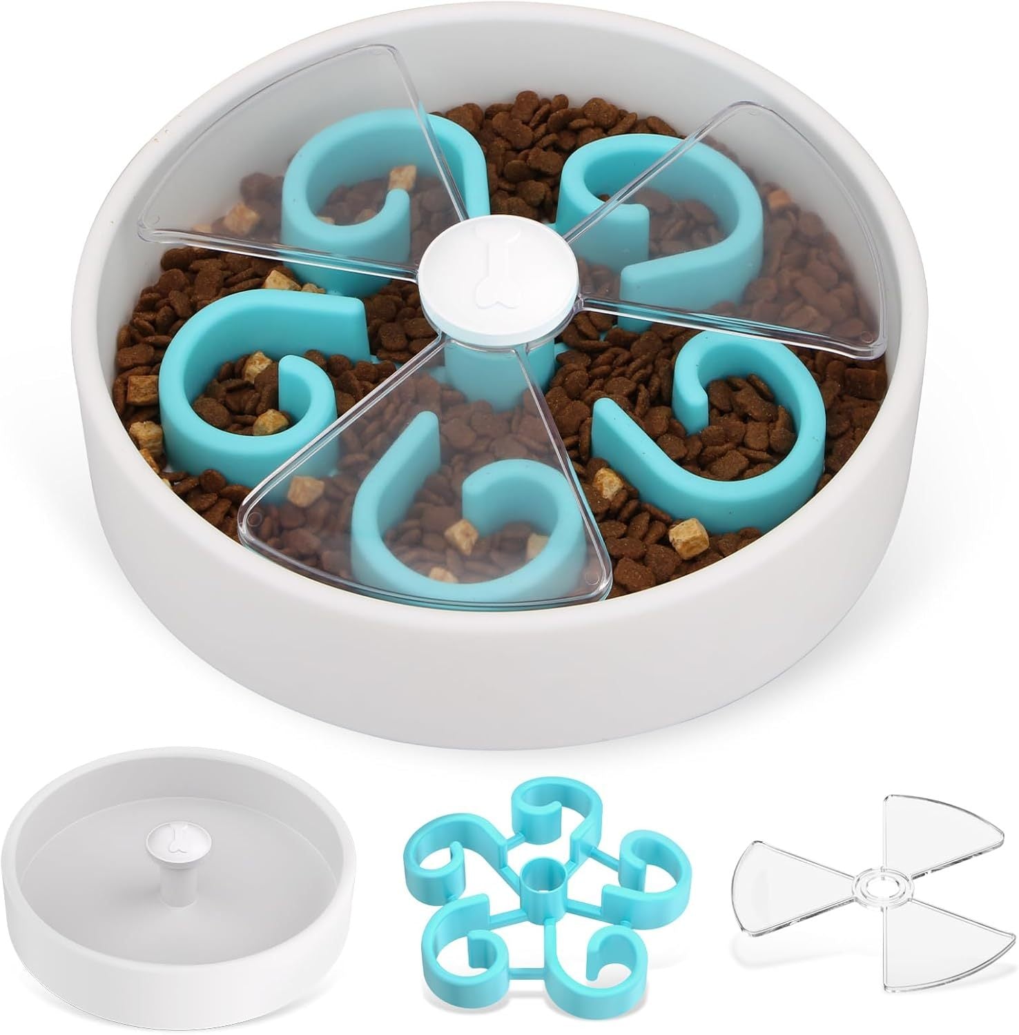 JMT-098570 Interactive Slow Feeder Dog Bowl with Maze Design - Non-Slip Puzzle Feeder for Dry, Wet, and Raw Food