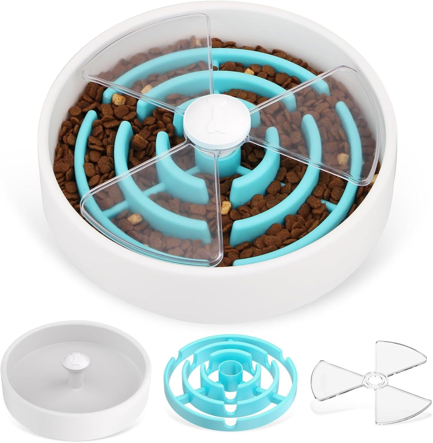 JMT-098570 Interactive Slow Feeder Dog Bowl with Maze Design - Non-Slip Puzzle Feeder for Dry, Wet, and Raw Food