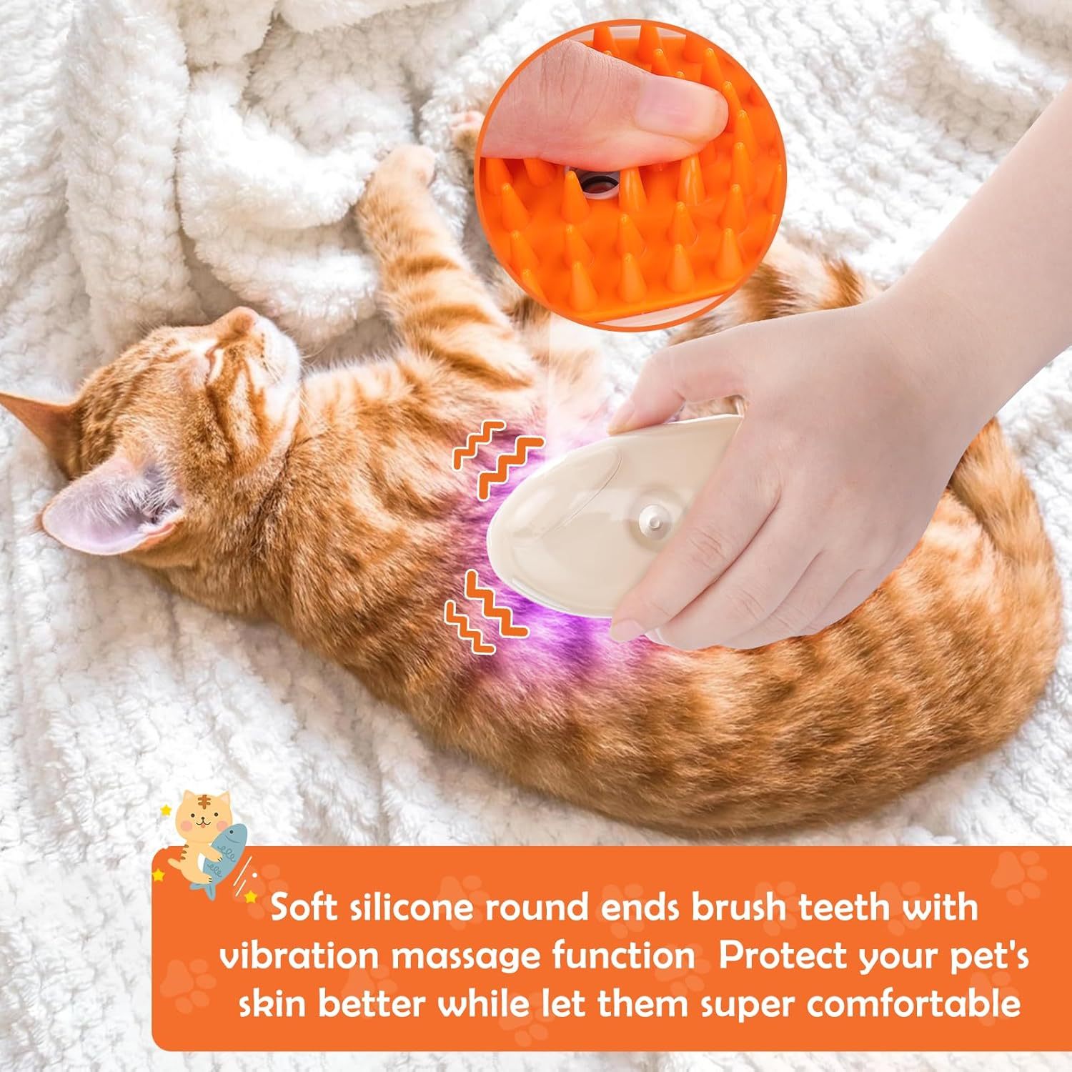 JMT-098634 4-in-1 Steam Cat Brush with Vibration Massage and Ringworm Detector for Effective Grooming and Hair Removal