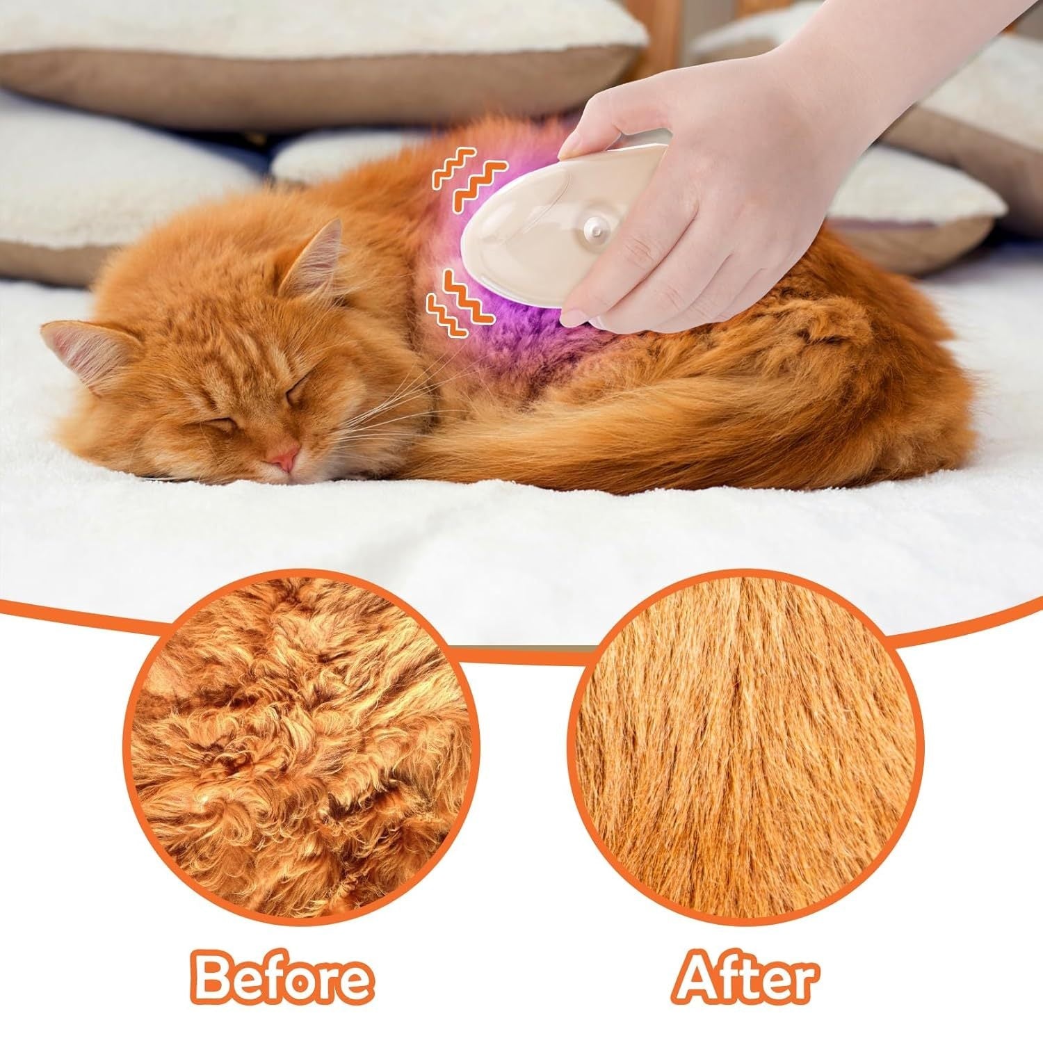 JMT-098634 4-in-1 Steam Cat Brush with Vibration Massage and Ringworm Detector for Effective Grooming and Hair Removal