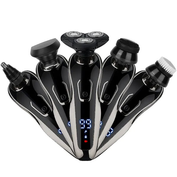 JMT-098634 5-in-1 Rechargeable Cordless Grooming Kit with Waterproof Shaver, Trimmer, and Facial Brush Set