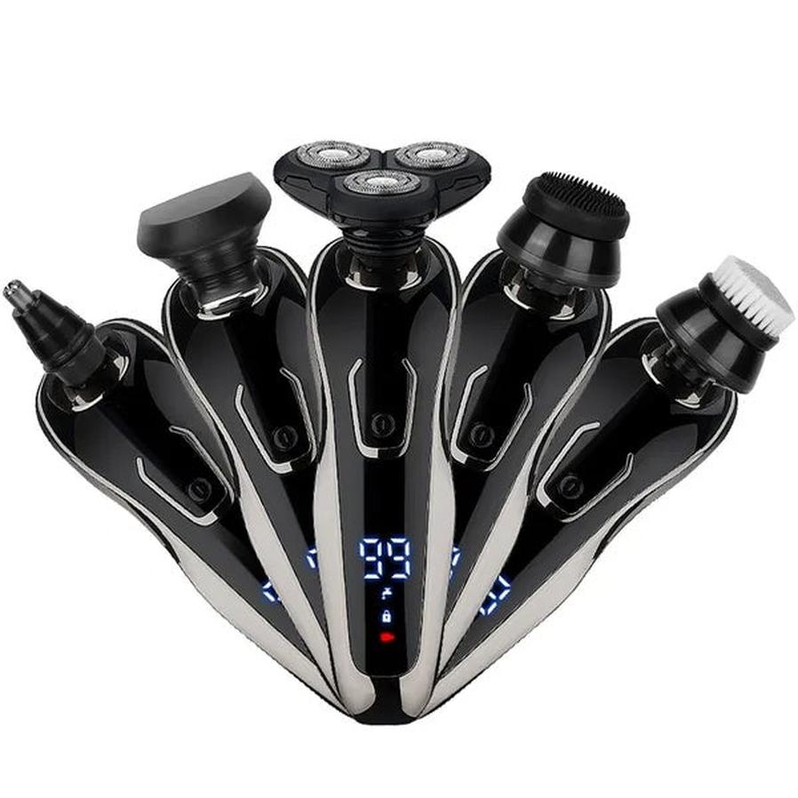 JMT-098634 5-in-1 Rechargeable Cordless Grooming Kit with Waterproof Shaver, Trimmer, and Facial Brush Set