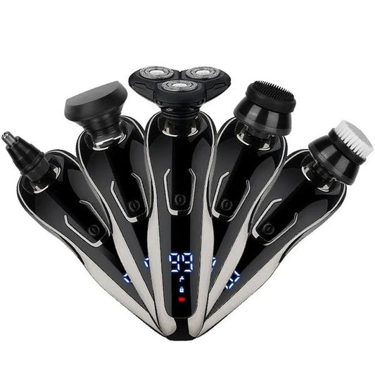 JMT-098634 5-in-1 Rechargeable Cordless Grooming Kit with Waterproof Shaver, Trimmer, and Facial Brush Set