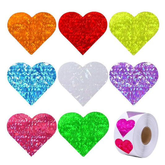 JMT-098698 Colorful Love Heart Pattern Round Self-Adhesive Label Stickers for Valentine's Day - 1.5 Inches (38mm)
