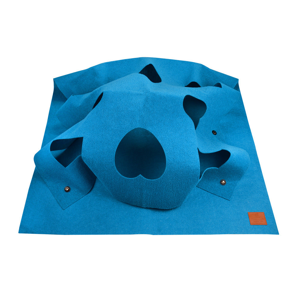 JMT-098698 Cozy Cat Hole Blanket in Gray and Blue - Flame Retardant Polyester with Alloy Features