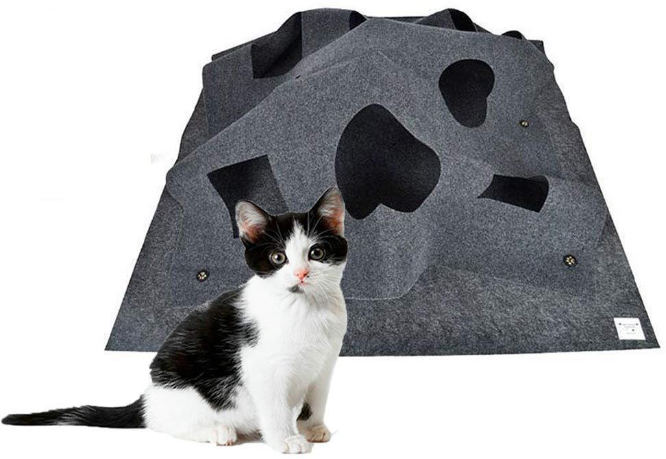 JMT-098698 Cozy Cat Hole Blanket in Gray and Blue - Flame Retardant Polyester with Alloy Features